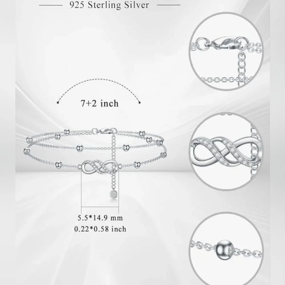 🩵⏭️NIB Sterling Silver Infinity Double Layer Bracelet - Picture 4 of 16